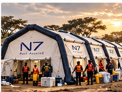 Rapid-deployment inflatable emergency tents